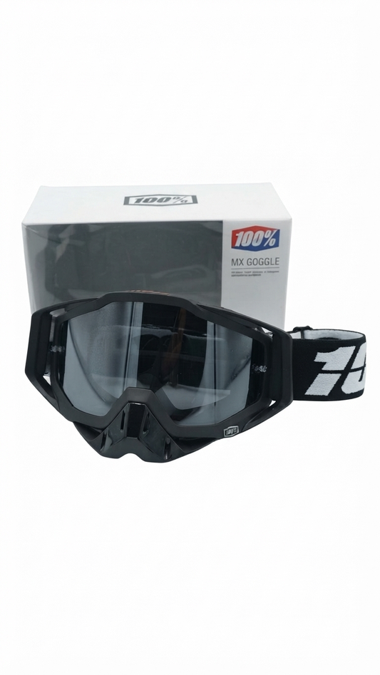 100% Black Motocross Goggles with Dark Lens – Off-Road MX