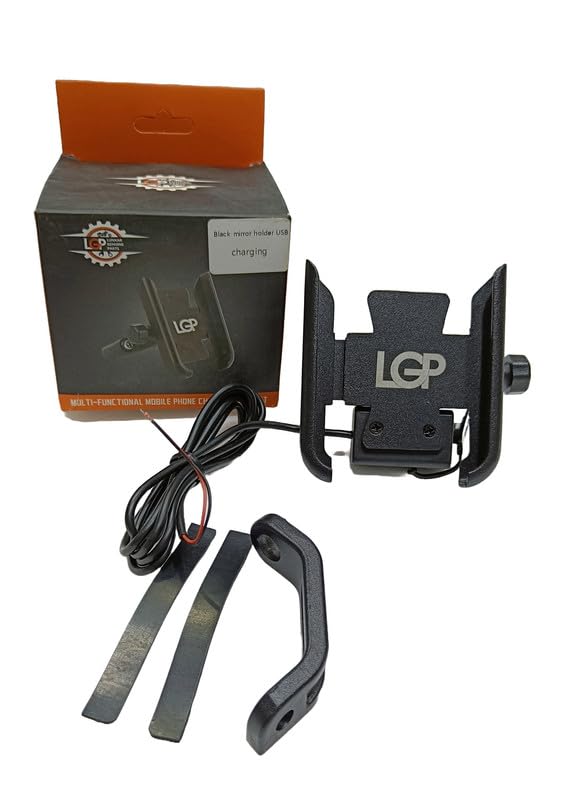 LGP Lunkar CNC Aluminium Bike Phone Holder – Mirror Mount, 360° Rotation, Charging 3.0