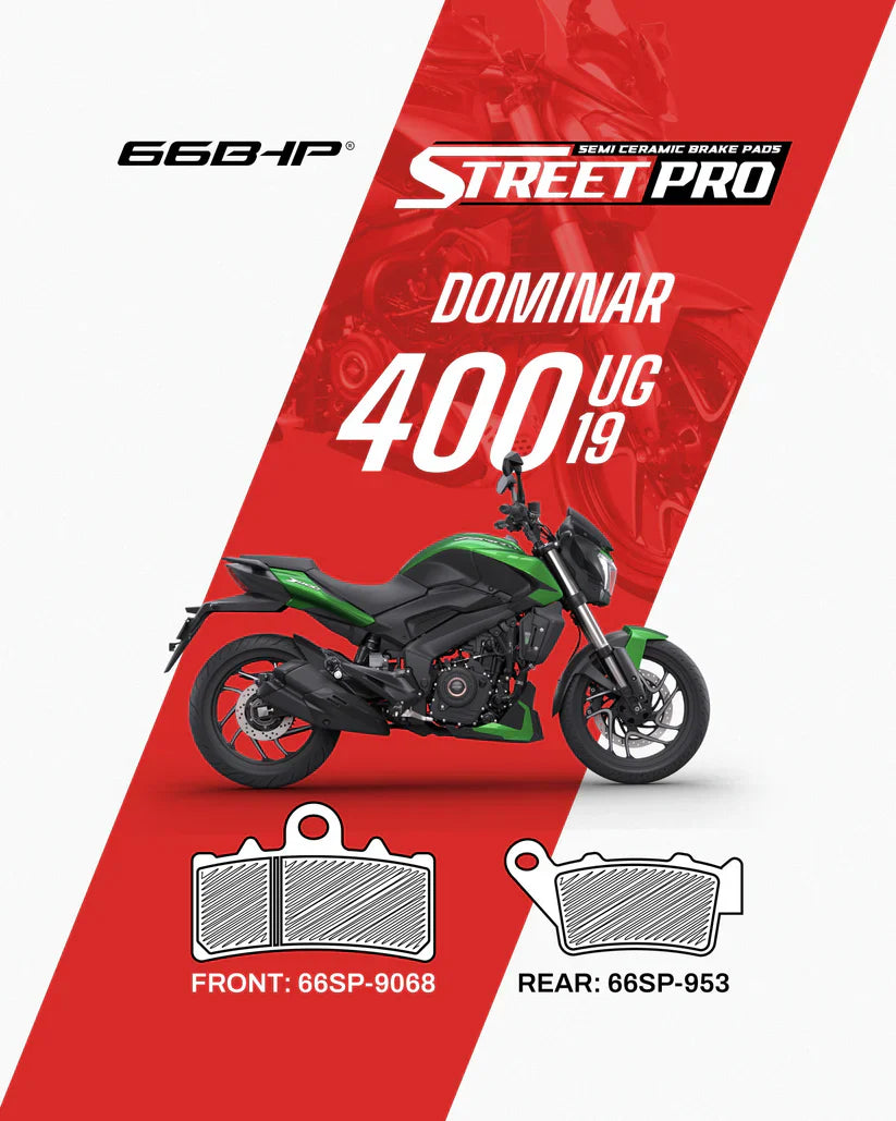 66BHP Street Pro Semi Ceramic Brake Pads for Bajaj Dominar 400 (UG 2019+) – Front & Rear