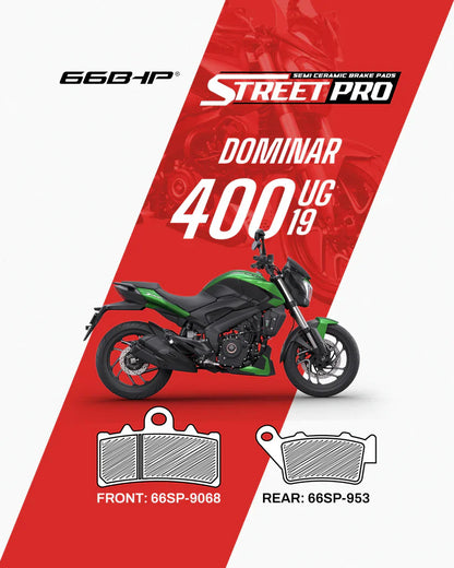 66BHP Street Pro Semi Ceramic Brake Pads for Bajaj Dominar 400 (UG 2019+) – Front & Rear