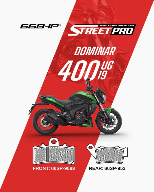 66BHP Street Pro Semi Ceramic Brake Pads for Bajaj Dominar 400 (UG 2019+) – Front & Rear