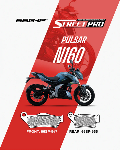 66BHP Street Pro Semi Ceramic Brake Pads for Bajaj Pulsar N160 – Front & Rear