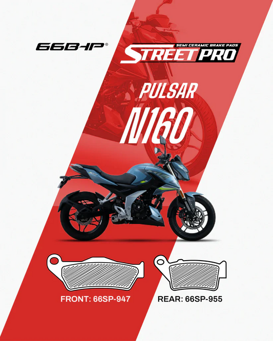 66BHP Street Pro Semi Ceramic Brake Pads for Bajaj Pulsar N160 – Front & Rear