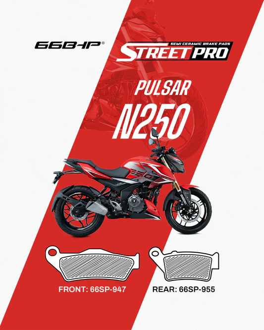 66BHP Street Pro Semi Ceramic Brake Pads for Bajaj Pulsar N250 – Front & Rear