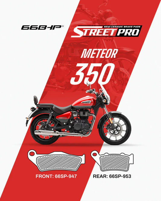 66BHP Street Pro Semi Ceramic Brake Pads for Royal Enfield Meteor 350 (Front & Rear Set)