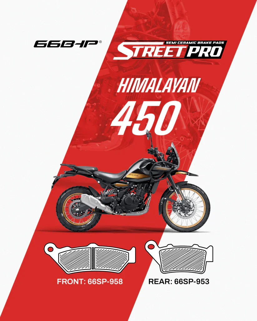 66BHP Street Pro Semi-Ceramic Brake Pads for Royal Enfield Himalayan 450 | Front & Rear