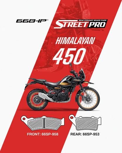 66BHP Street Pro Semi-Ceramic Brake Pads for Royal Enfield Himalayan 450 | Front & Rear