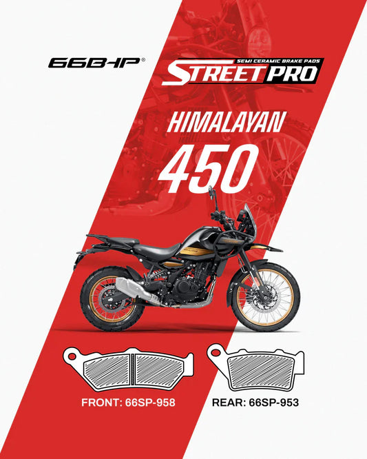 66BHP Street Pro Semi-Ceramic Brake Pads for Royal Enfield Himalayan 450 | Front & Rear