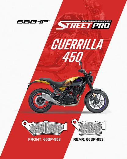 66BHP Street Pro Semi-Ceramic Brake Pads for Royal Enfield Guerrilla 450 (Front & Rear)