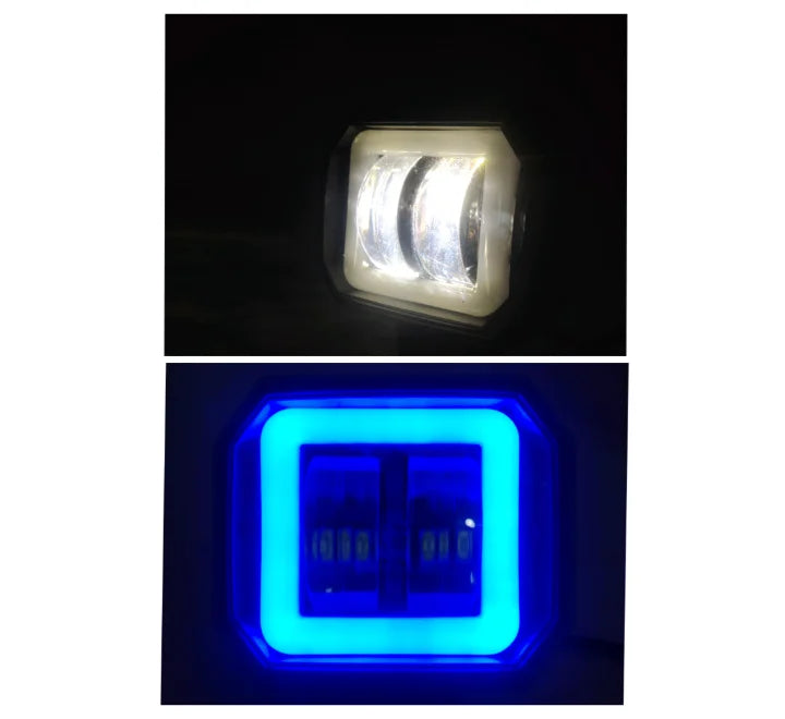 LIU HJG Fog Light 2 LED with Blue DRL Projector Type 20 W Square HJG(1PC)