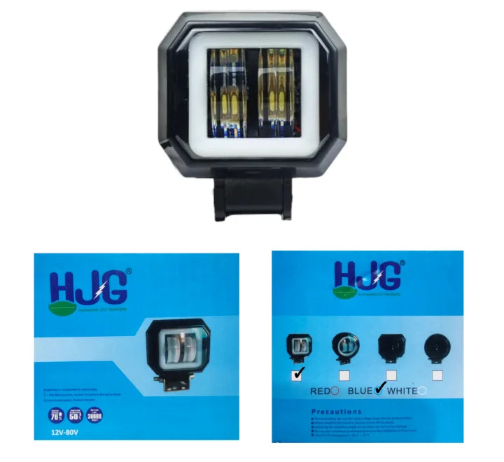 LIU HJG Fog Light 2 LED with Blue DRL Projector Type 20 W Square HJG(1PC)