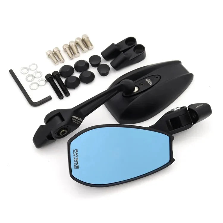 Napoleon anti glare oval shaped mirrors short stem (pair) for all motorcycles and scooters.