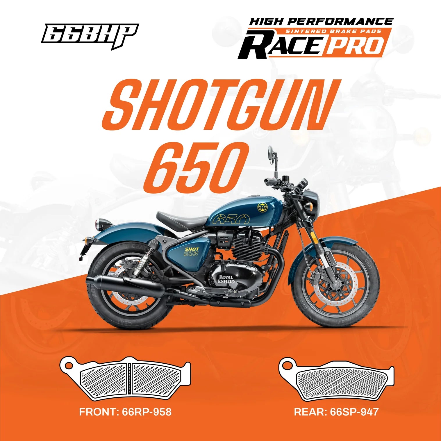 Royal Enfield Shotgun 650 Race Pro Sintered Brake Pads | 66BHP