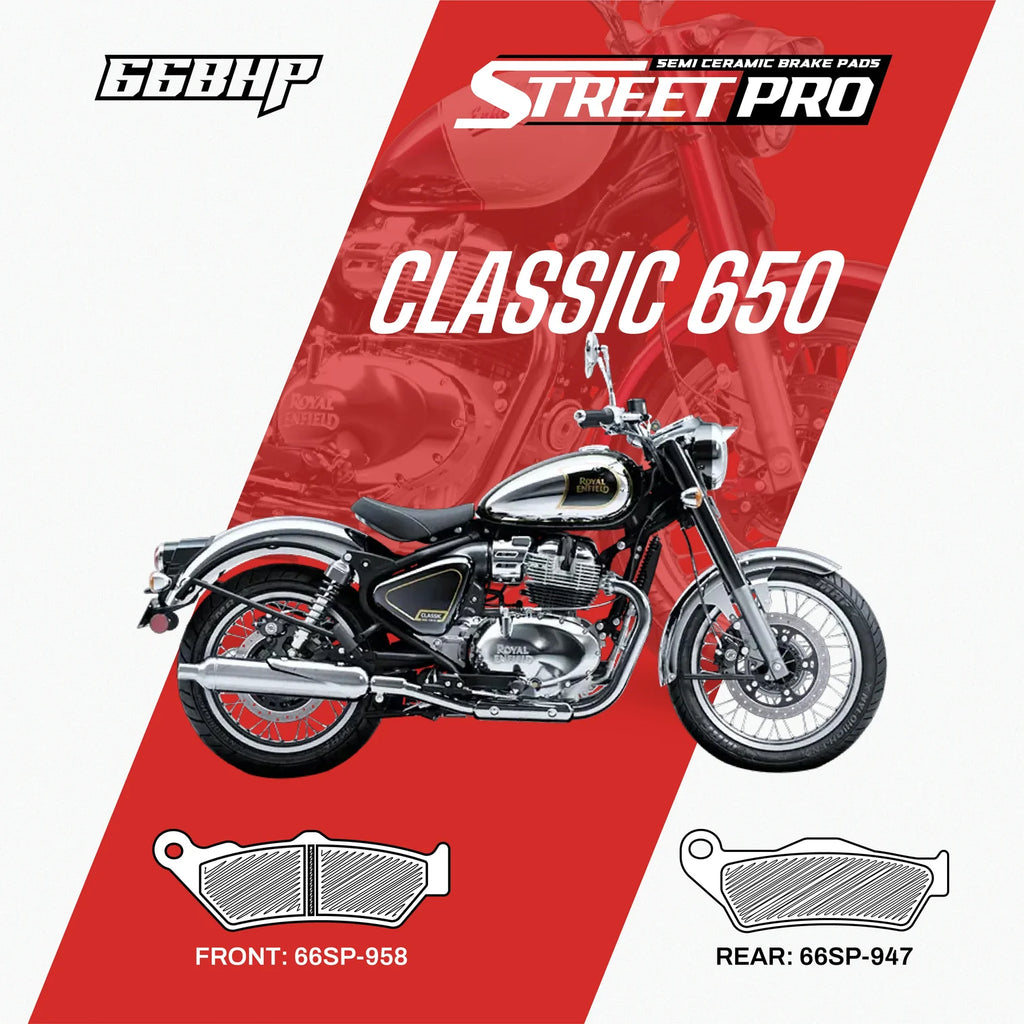 66BHP Royal Enfield Classic 650 Street Pro Semi Ceramic Brake Pads
