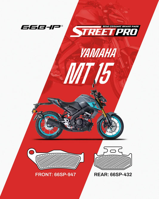 66BHP Street Pro Semi-Ceramic Brake Pads for Yamaha MT-15 | Blink2bike