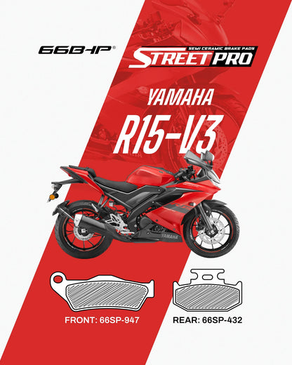 66BHP Street Pro Semi-Ceramic Brake Pads for Yamaha R15 V2 / V3 / V4 | Blink2bike