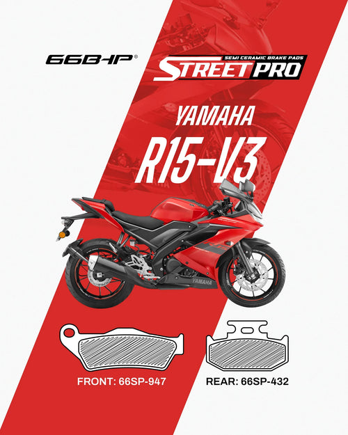 66BHP Street Pro Semi-Ceramic Brake Pads for Yamaha R15 V2 / V3 / V4 | Blink2bike