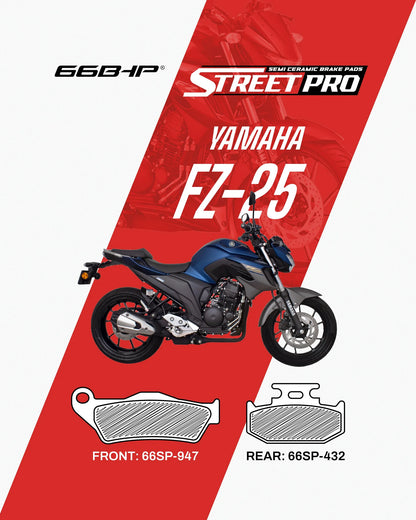 66BHP Street Pro Semi-Ceramic Brake Pads for Yamaha FZ-16 / FZ-25 / Fazer | Blink2bike