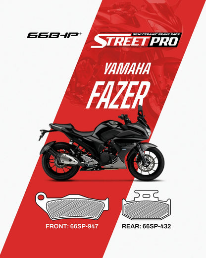 66BHP Street Pro Semi-Ceramic Brake Pads for Yamaha FZ-16 / FZ-25 / Fazer | Blink2bike