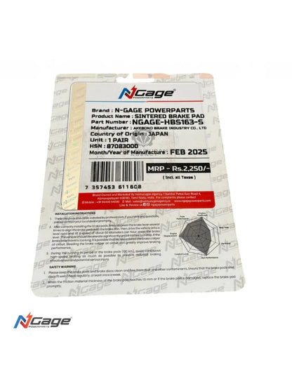 KTM ADVENTURE 250/390| rear sintered brake pads | NGAGE POWERPARTS