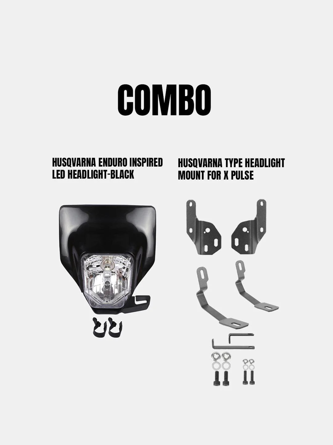 Husqvarna Enduro Inspired LED Headlight with Mount for Hero Xpulse (Black)
