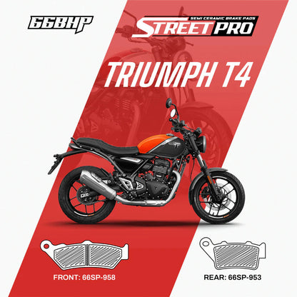 66BHP Street Pro Semi Ceramic Brake Pads for Triumph T4 (Front & Rear)