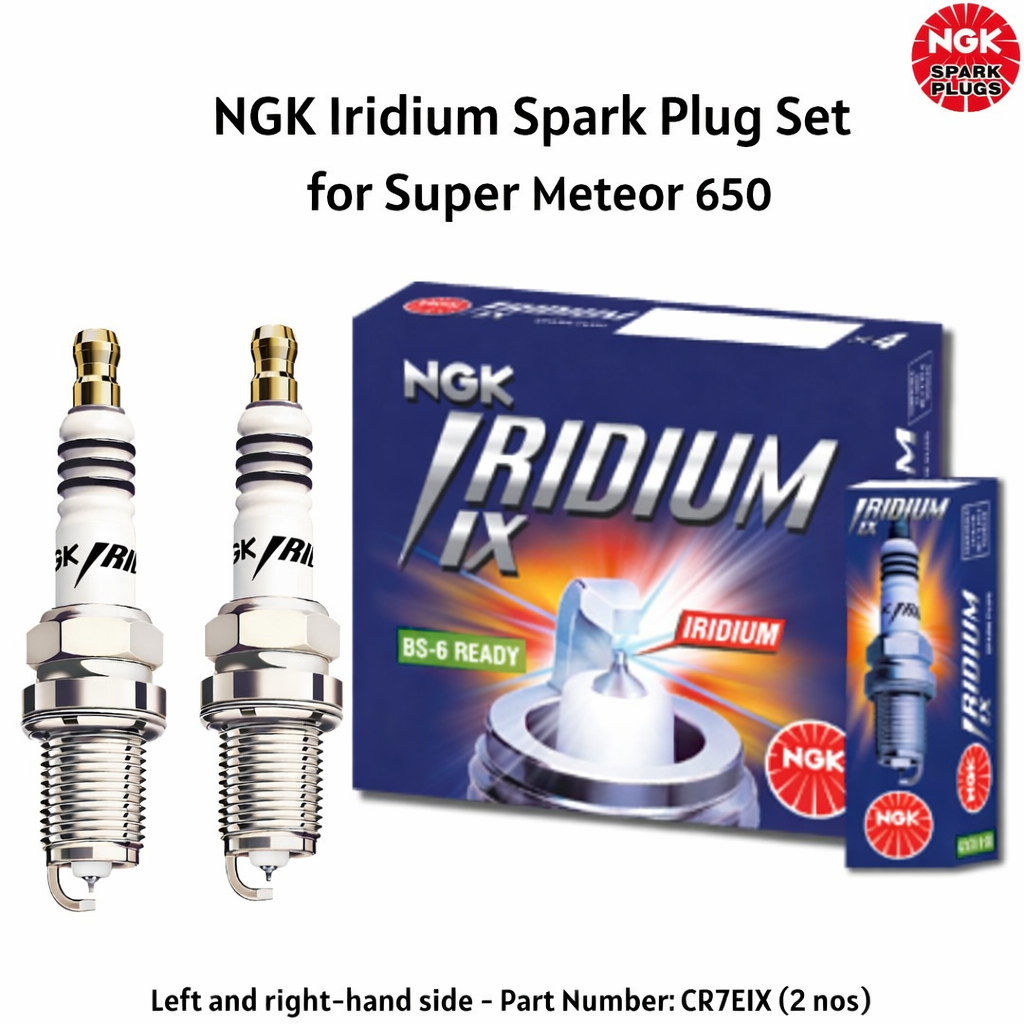 RE Super Meteor 650 NGK Iridium Spark Plug Set (pack of 2) CR7EIX