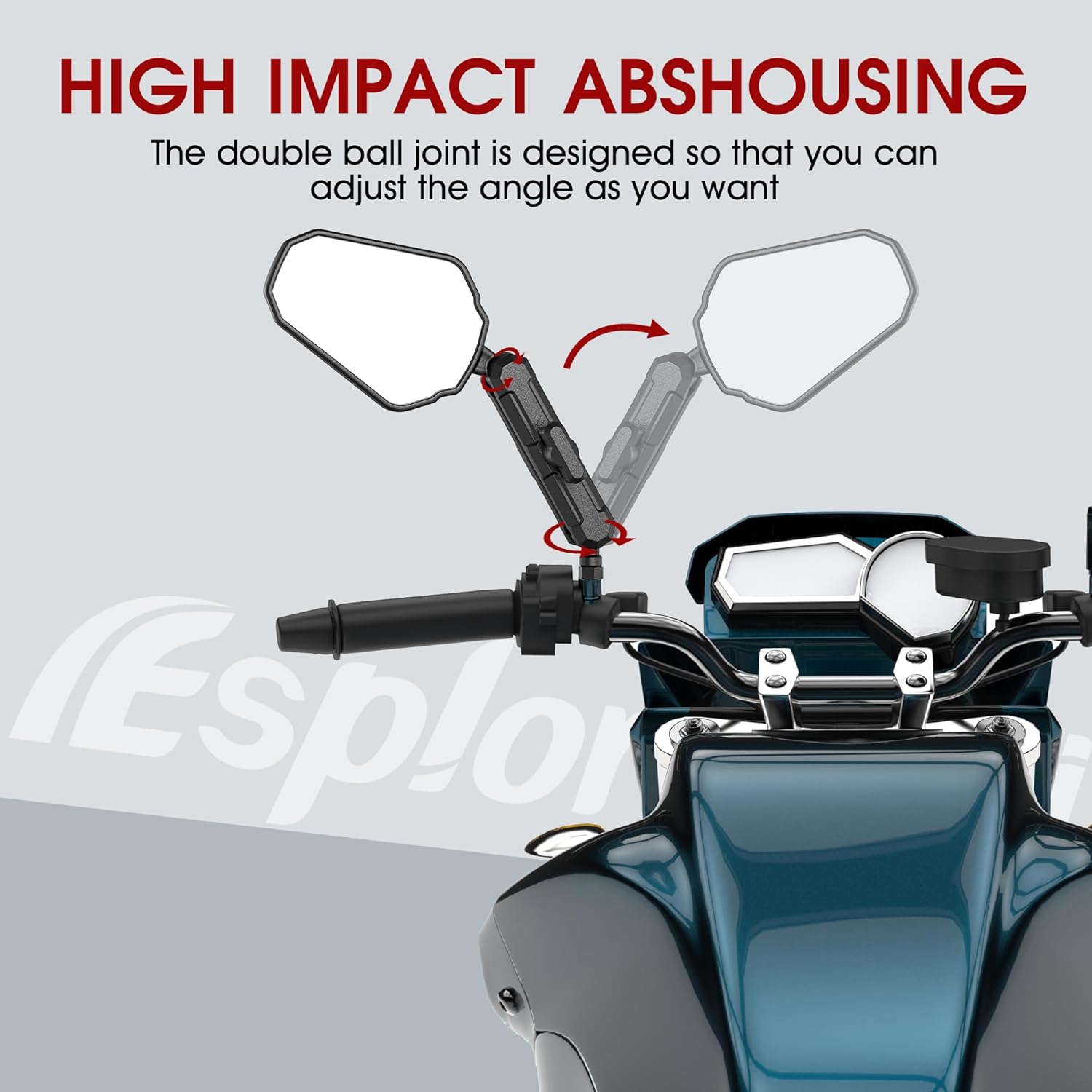 Double adventure 2.0 (360 degree rotation) take Side Mirror (universal) compatible for all motorcycles