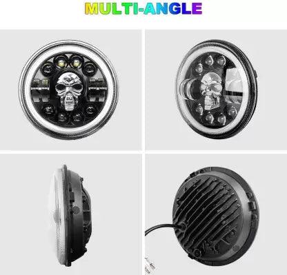 HJG 7-Inch Skull LED Headlight with DRL