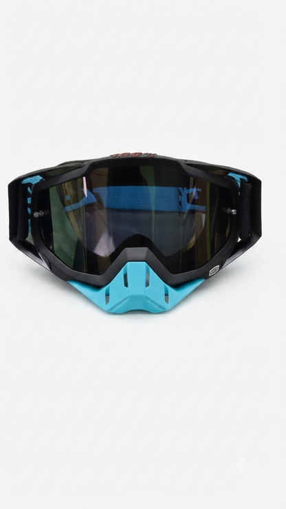 100% Motocross Goggles Black & Blue with Dark Lens and Box