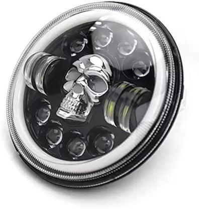 HJG 7-Inch Skull LED Headlight with DRL