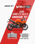 66BHP Race Pro ceramics Brake Pads for KTM Duke & RC 125 / 200 / 250 / 390 (Front 9068 / Rear 953)