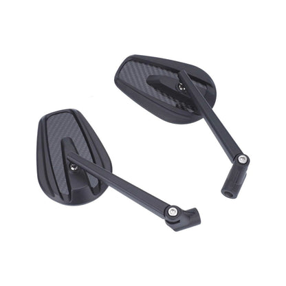Universal Oval Carbon Finish Motorcycle Mirror – Naked Bikes Yoke Fit | 360° Adjustable