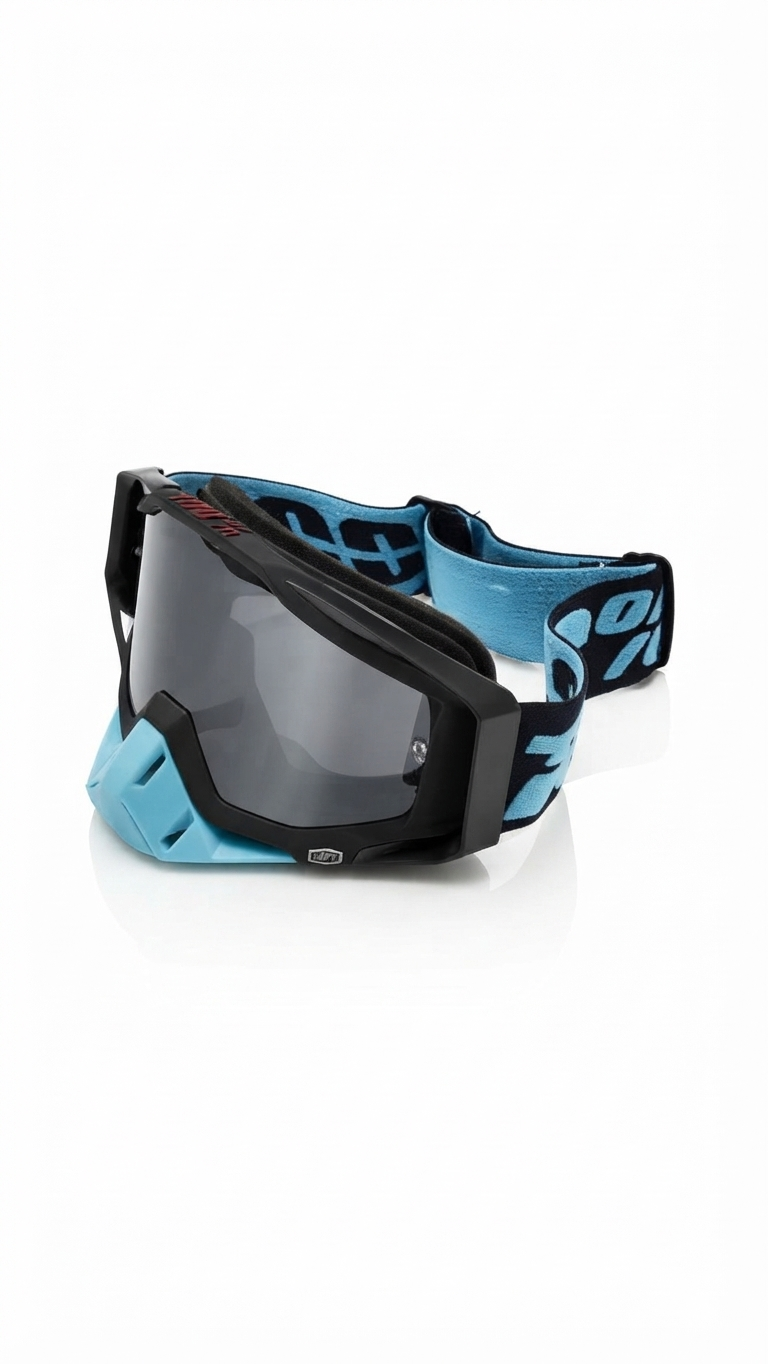 100% Motocross Goggles Black & Blue with Dark Lens and Box