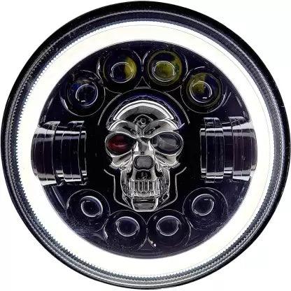 HJG 7-Inch Skull LED Headlight with DRL