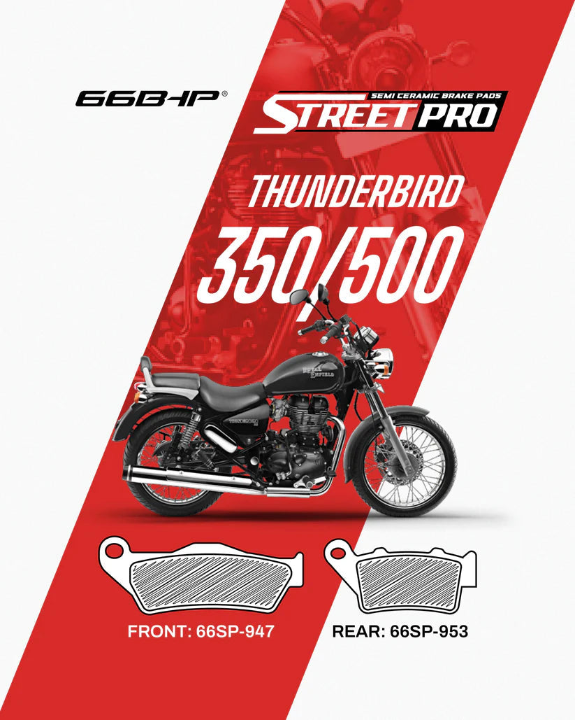 66BHP Street Pro Semi-Ceramic Brake Pads for Royal Enfield Thunderbird 350 & 500 (Front & Rear)