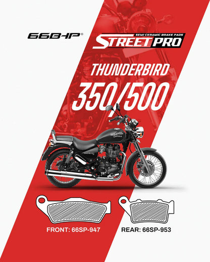 66BHP Street Pro Semi-Ceramic Brake Pads for Royal Enfield Thunderbird 350 & 500 (Front & Rear)