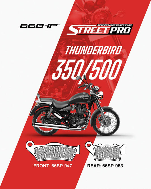 66BHP Street Pro Semi-Ceramic Brake Pads for Royal Enfield Thunderbird 350 & 500 (Front & Rear)