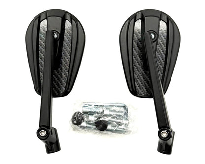 Universal Oval Carbon Finish Motorcycle Mirror – Naked Bikes Yoke Fit | 360° Adjustable