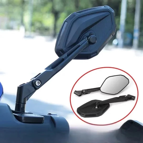 Universal Spectre Motorcycle Side Mirror – Premium Carbon Black | Yoke Fit (M8/M10)