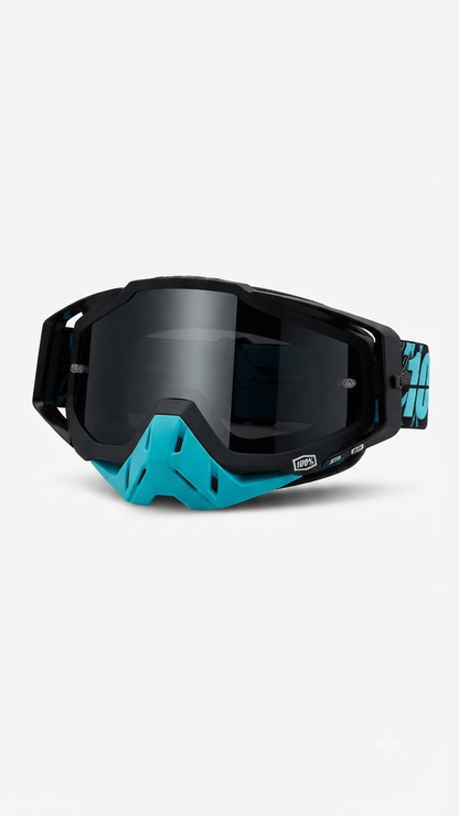 100% Motocross Goggles Black & Blue with Dark Lens and Box