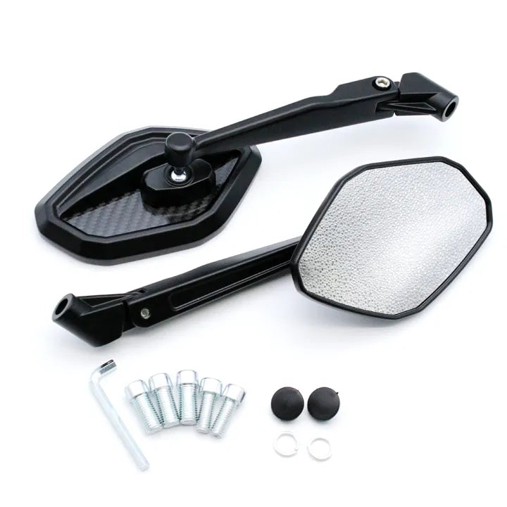 Universal Spectre Motorcycle Side Mirror – Premium Carbon Black | Yoke Fit (M8/M10)