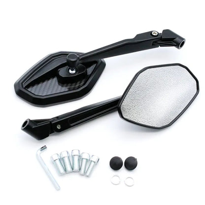 Universal Spectre Motorcycle Side Mirror – Premium Carbon Black | Yoke Fit (M8/M10)