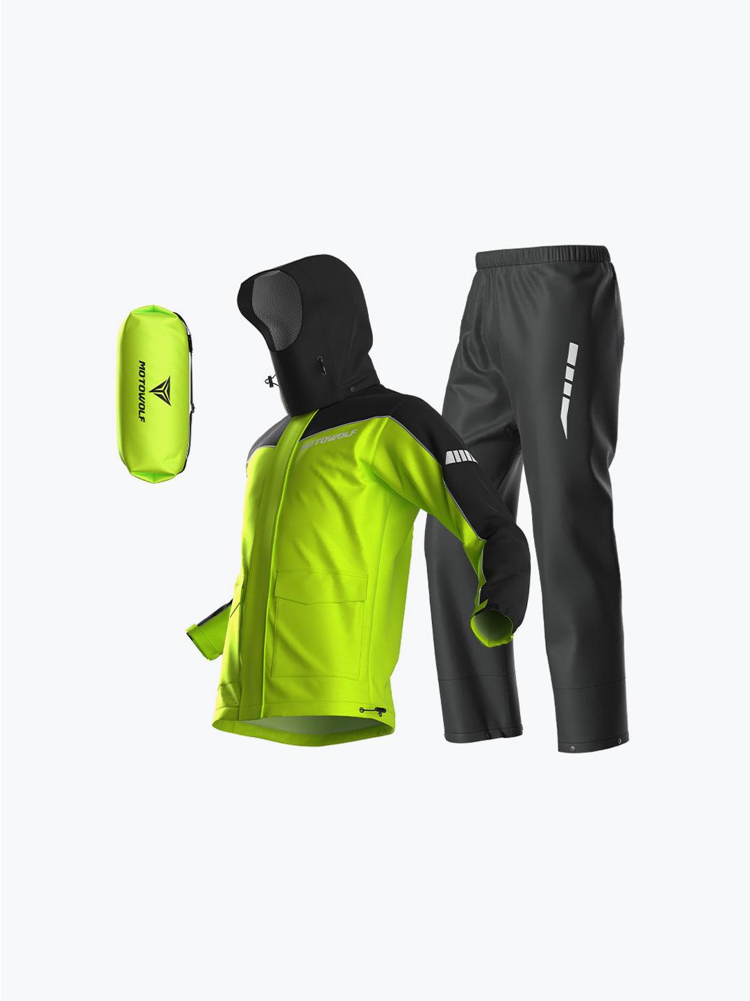 Motowolf Raincoat Black Yellow 0403B Waterproof Motorcycle Riding Jacket