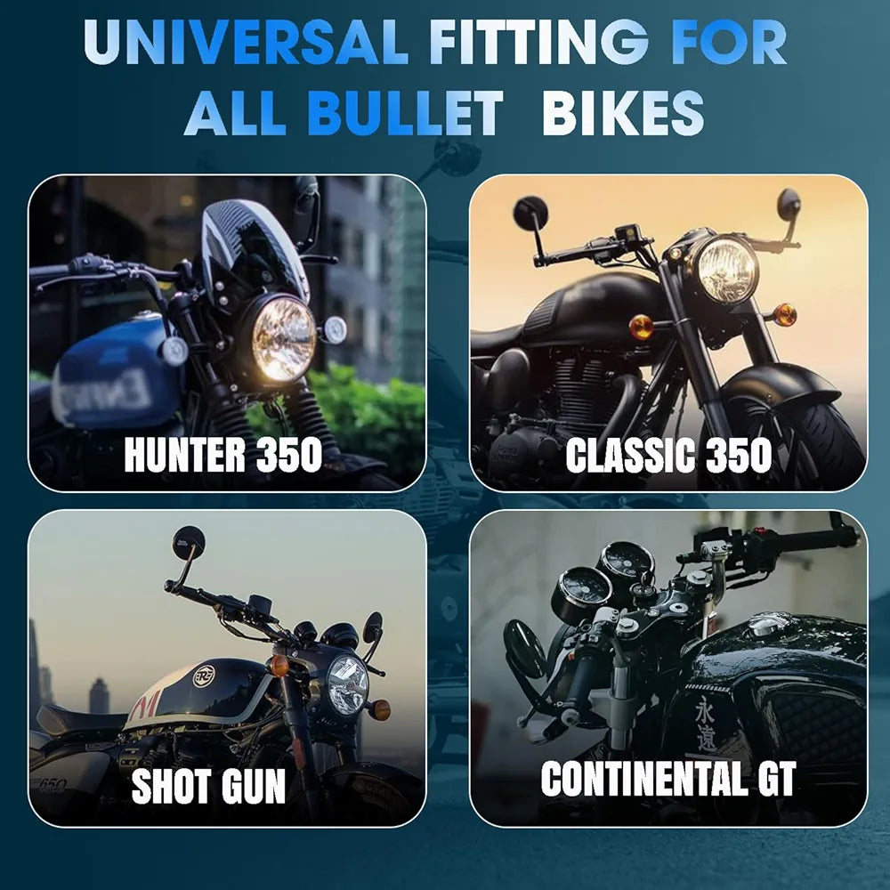 Bar End Mirror for Hunter 350, Meteor 350, Classic 350, Super Meteor 650, Shotgun 650, GT 650, Interceptor 650, Himalayan 650, Guerrilla 650