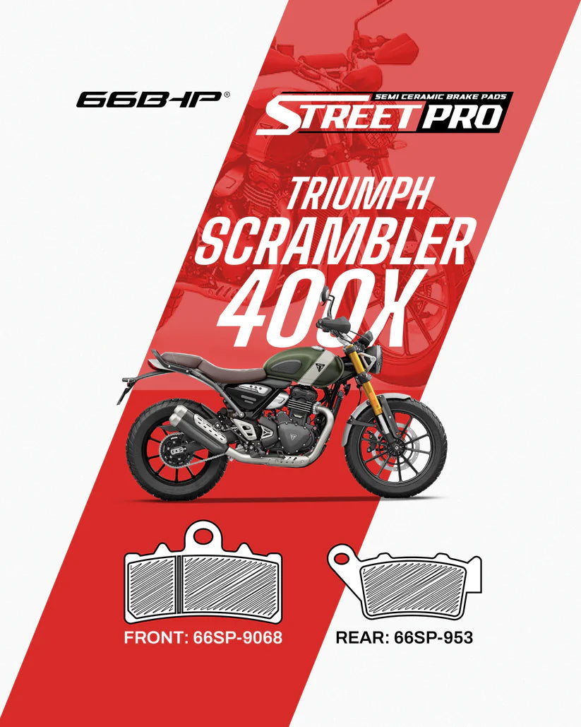 66BHP Street Pro Semi Ceramic Brake Pads for Triumph Scrambler 400 X (Front & Rear)
