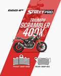 66BHP Street Pro Semi Ceramic Brake Pads for Triumph Scrambler 400 X (Front & Rear)