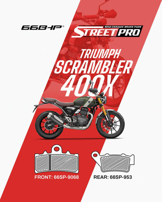 66BHP Street Pro Semi Ceramic Brake Pads for Triumph Scrambler 400 X (Front & Rear)