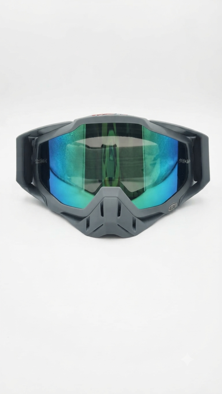 100% Grey Motocross & MTB Goggles with Mirrored Lens and Box
