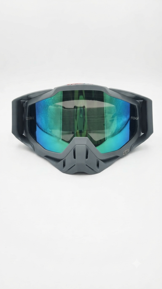 100% Grey Motocross & MTB Goggles with Mirrored Lens and Box